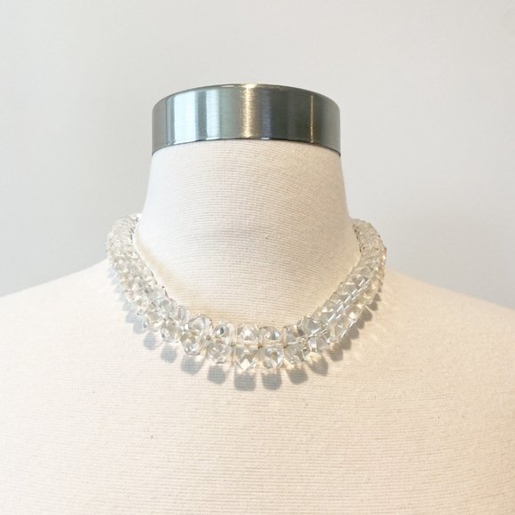 605 Vintage Sterling Faceted Quartz Crystal Rondelle Beaded Necklace - Picture 2 of 8